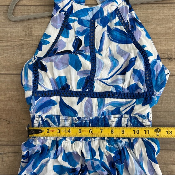Abel the Label Anthropologie Blue White Floral Halter Boho Maxi Dress M - Picture 12 of 12